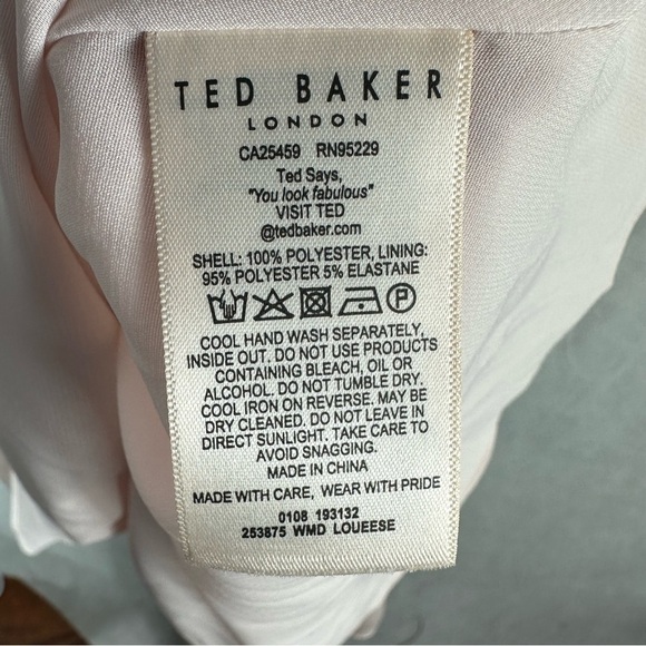 Ted Baker Loueese Puff Sleeve Faux Wrap Mini Dress Size 2 US 4-6 Light Pink - Picture 11 of 13